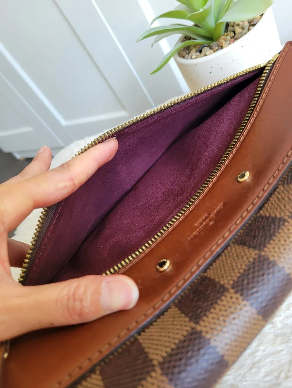 Louis Vuitton Ascot Damier Ebene Shoulder Crossbody Bag with Gold Hardware